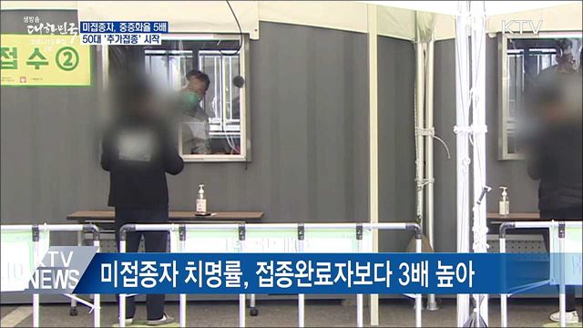 미접종자 중증화율 5배···50대 추가접종 시작