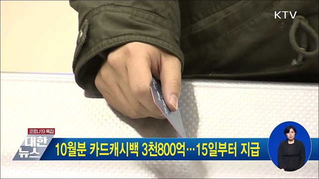 10월분 카드캐시백 3천800억···15일부터 지급