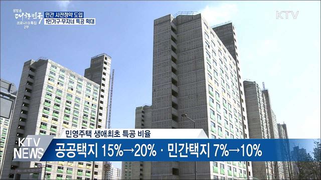 민간 사전청약 도입···1인 가구·무자녀 특공 확대