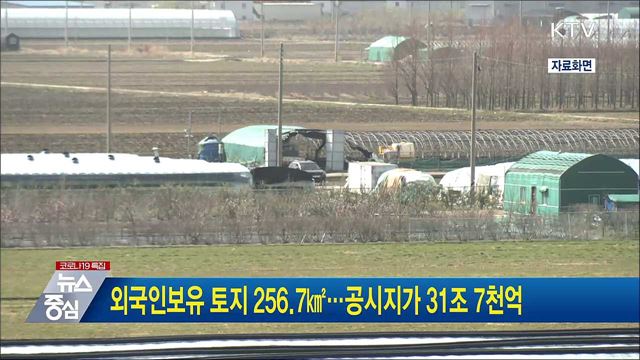 외국인보유 토지 256.7㎢···공시지가 31조 7천억
