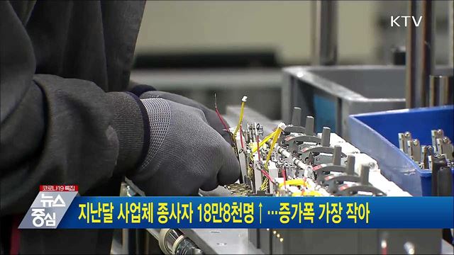 지난달 사업체 종사자 18만8천명↑···증가폭 가장 작아