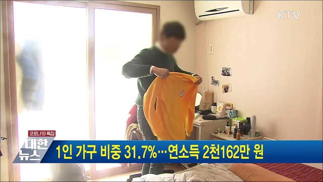 1인 가구 비중 31.7%···연소득 2천162만 원