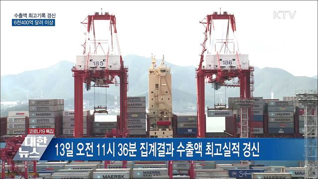 올해 수출액 최고기록 경신···6천400억 달러 이상