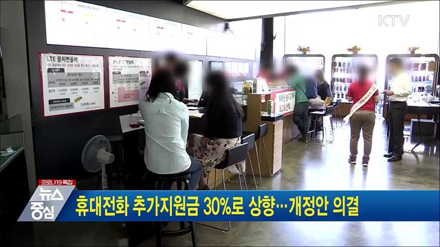 휴대전화 추가지원금 30%로 상향···개정안 의결