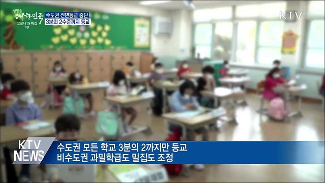 오늘부터 수도권 전면등교 중단···3분의 2까지 등교