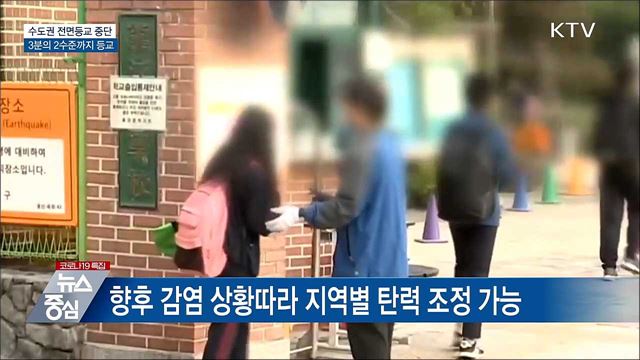 오늘부터 수도권 전면등교 중단···3분의 2까지 등교