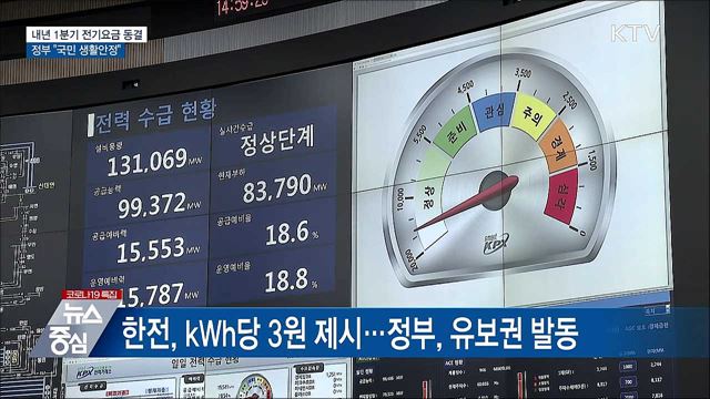 내년 1분기 전기요금 동결···"국민 생활안정"