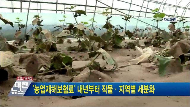 '농업재해보험료' 내년부터 작물·지역별 세분화