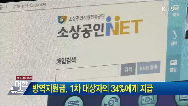 방역지원금, 1차 대상자의 34%에게 지급