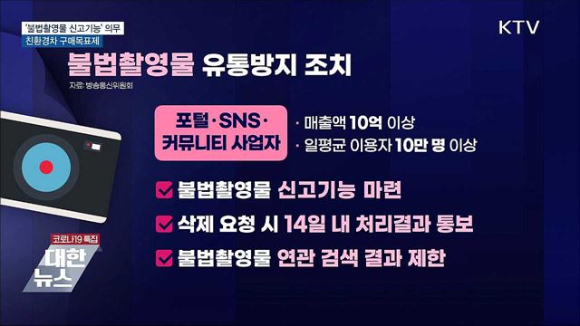 '불법촬영물 신고기능' 의무···친환경차 구매목표제