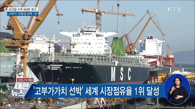 조선업 수주 8년 만에 최고···고부가·친환경 선박 1위