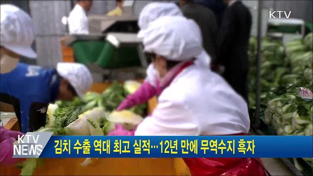 김치 수출 역대 최고 실적···12년 만에 무역수지 흑자