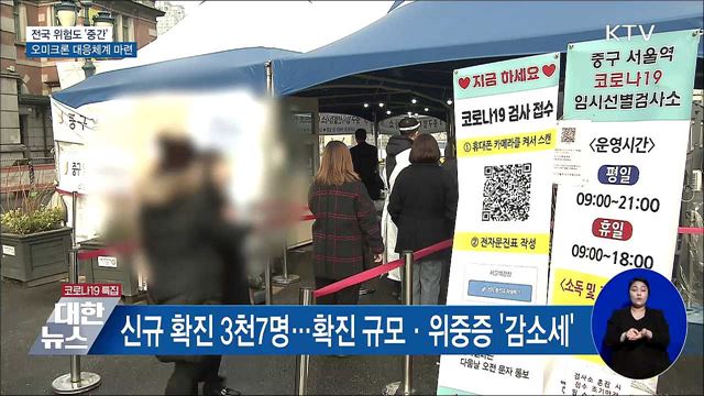 전국 위험도 '중간'···오미크론 대응체계 마련