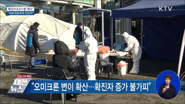 확진자 8,571명 '최다'···"의료체계 안정적"