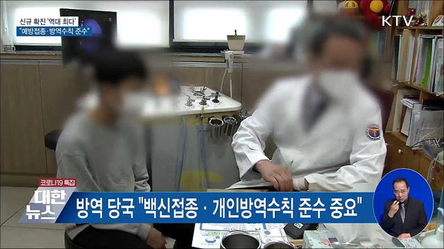 '역대 최다' 확진···"예방접종·방역수칙 준수"