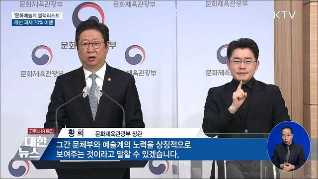 '문화예술계 블랙리스트' 재발방지 개선 70% 완료