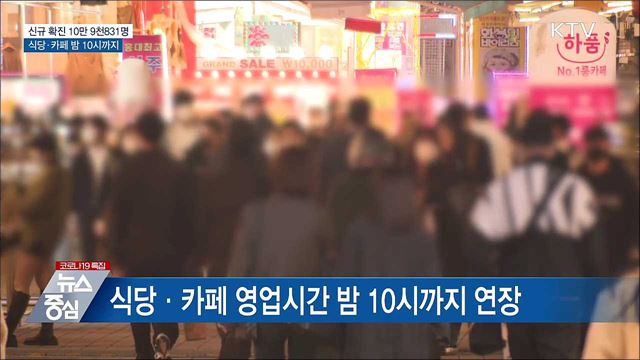 10만 명대 확진···식당·카페 밤 10시까지