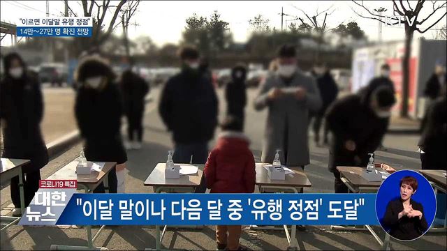 "이르면 이달말 유행 정점···최대 27만 명"