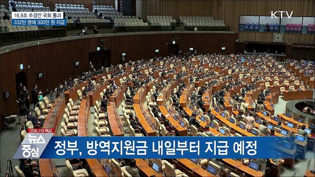 16조 9천억 원 추경 통과···332만 명에 300만 원 지급