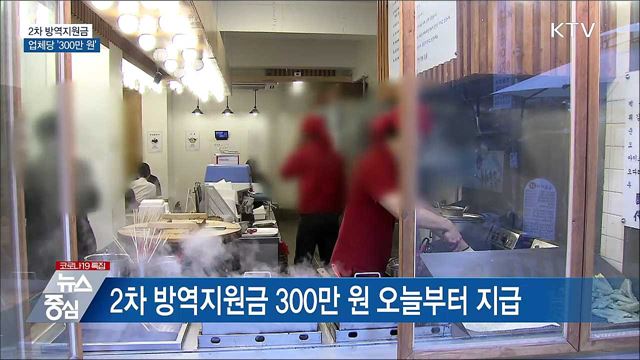 오늘부터 소상공인 2차 방역지원금 300만 원 지급