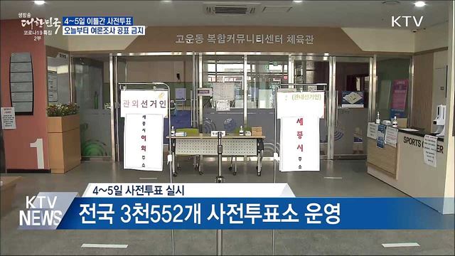 4~5일 이틀간 사전투표···오늘부터 여론조사 공표 금지