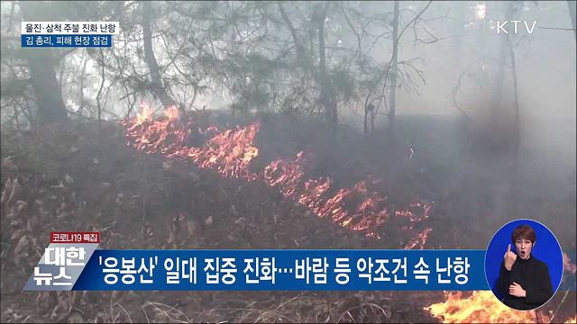 울진·삼척 주불 진화 난항···김 총리, 피해 현장 점검