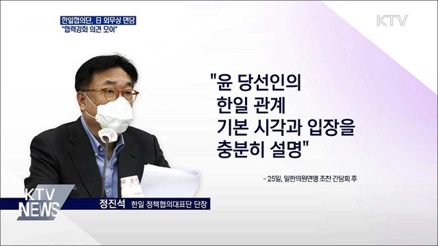 한일협의단, 日 외무상 면담···"협력강화 의견 모아"