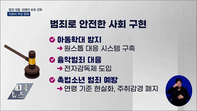 '안전한 사회'···피해자 보호 강화·의료비 부담 완화