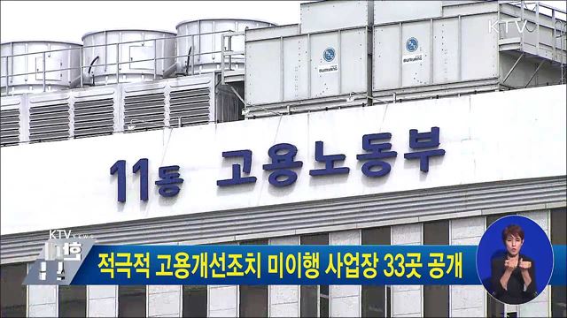 적극적 고용개선조치 미이행 사업장 33곳 공개