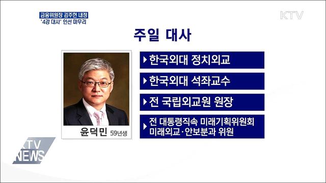 금융위원장 김주현 내정···'4강 대사' 인선 마무리