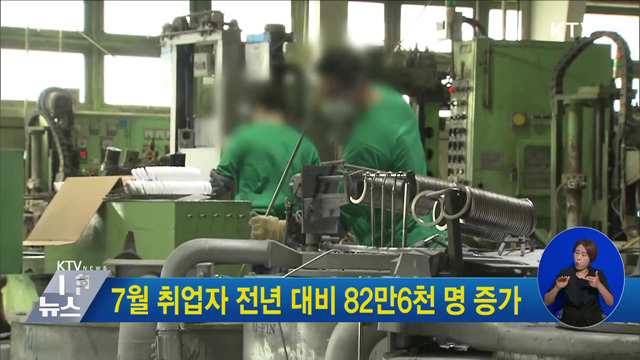7월 취업자 전년 대비 82만6천 명 증가