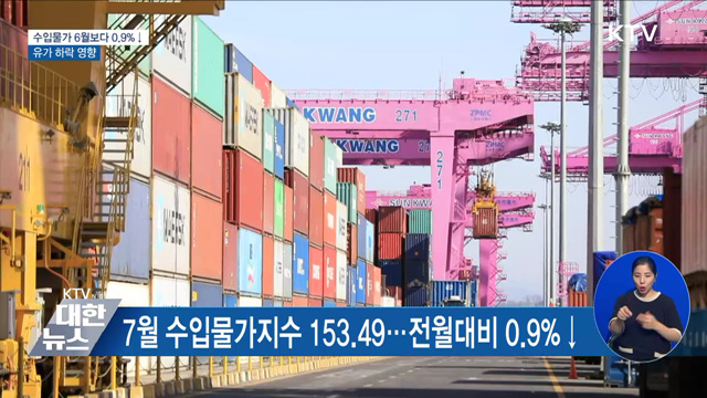 유가 하락 영향··· 7월 수입물가지수 0.9% ↓
