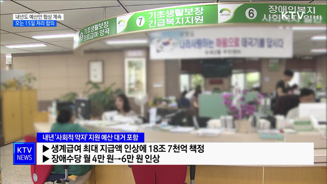 내년도 예산안 협상 계속···15일 처리 합의