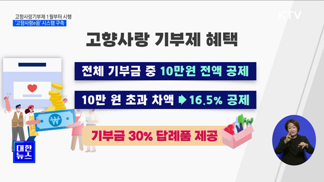 고향사랑기부제 1월부터 시행···'고향사랑e음' 시스템 구축