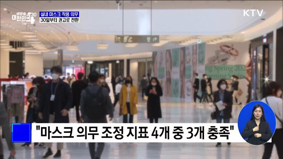 30일부터 실내 마스크 권고···병원·대중교통은 유지