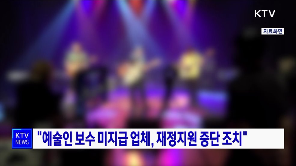 "예술인 보수 미지급 업체, 재정지원 중단 조치"