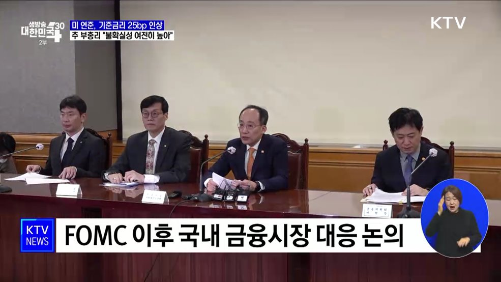 미 연준 금리 25bp↑···추 부총리 "불확실성 여전히 높아"