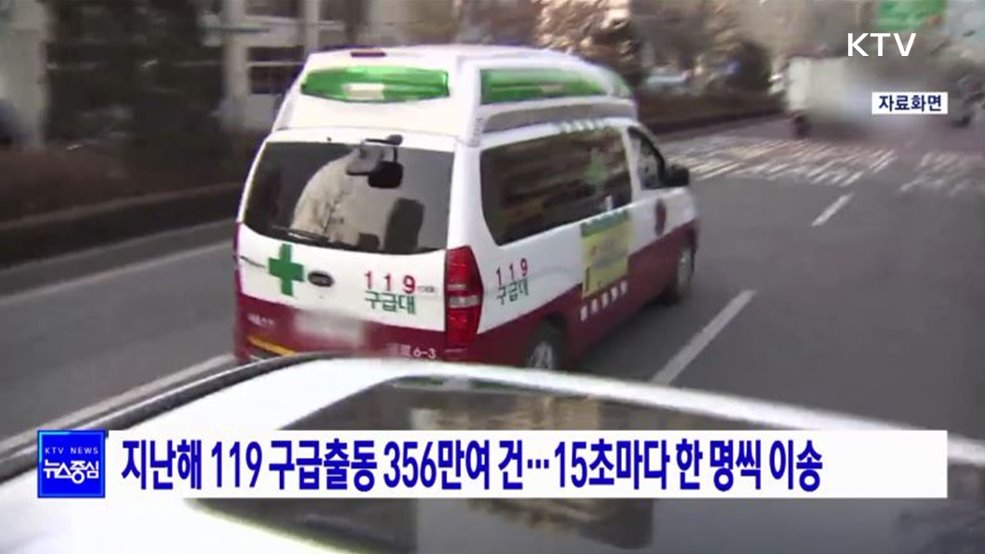지난해 119 구급출동 356만여 건···15초마다 한 명씩 이송