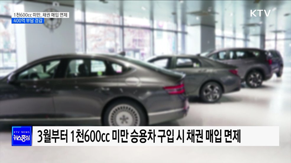 3월부터 1천600cc 미만 승용차 살 때 채권 매입 면제