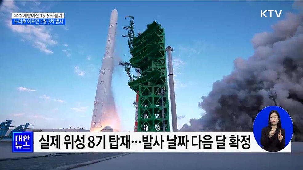 누리호 이르면 5월 중순 3차 발사···우주 개발예산 19.5%↑