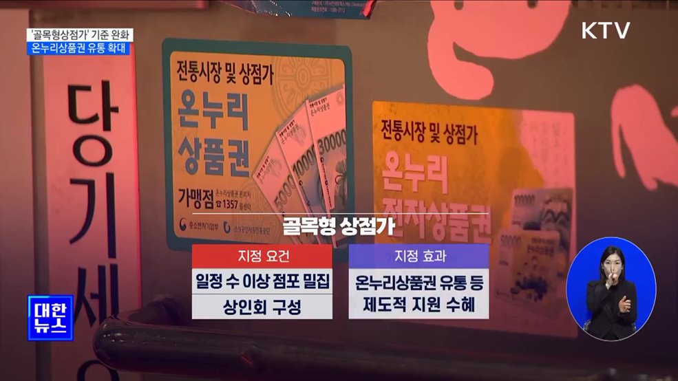 '골목형상점가' 지정기준 완화···온누리상품권 유통 확대