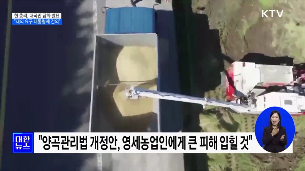 한덕수 총리 "양곡관리법 개정안 재의 요구 대통령에 건의"