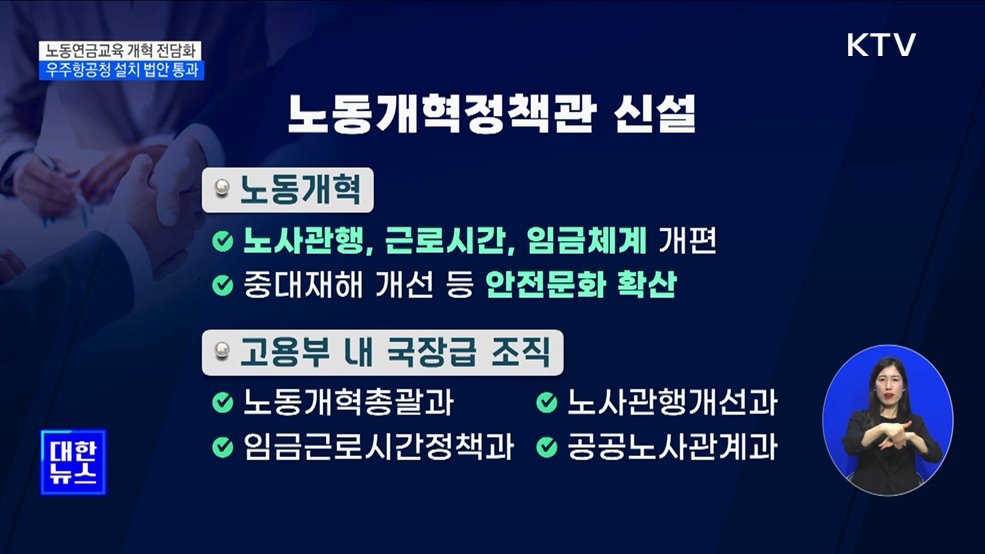 노동·연금·교육 3대 개혁 전담조직 설치···우주항공청 연내 개청 [뉴스의 맥]