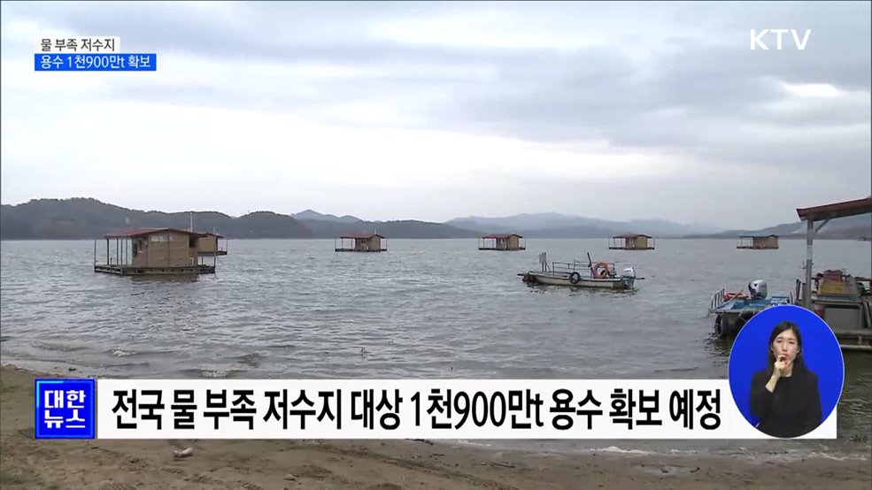 물 부족 저수지, 용수 1천900만t 확보한다