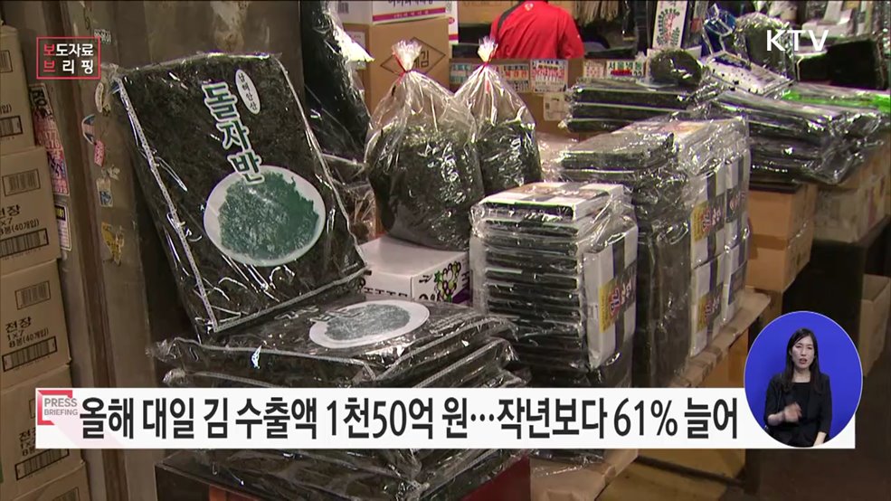 대일(對日) 김 수출계약 1천50억 원, 역대급 성과