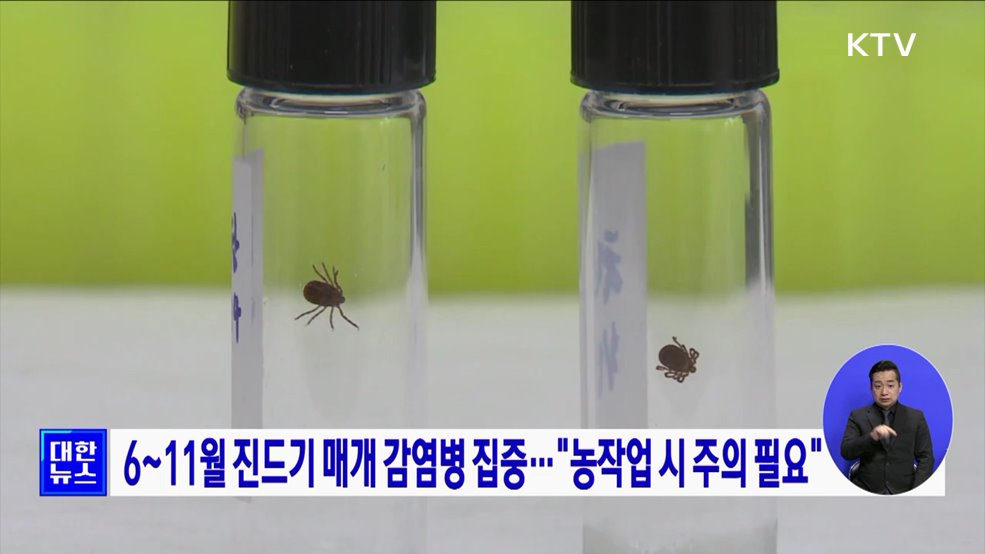6~11월 진드기 매개 감염병 집중···"농작업 시 주의 필요"