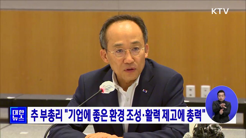 추 부총리 "기업에 좋은 환경 조성·활력 제고에 총력"