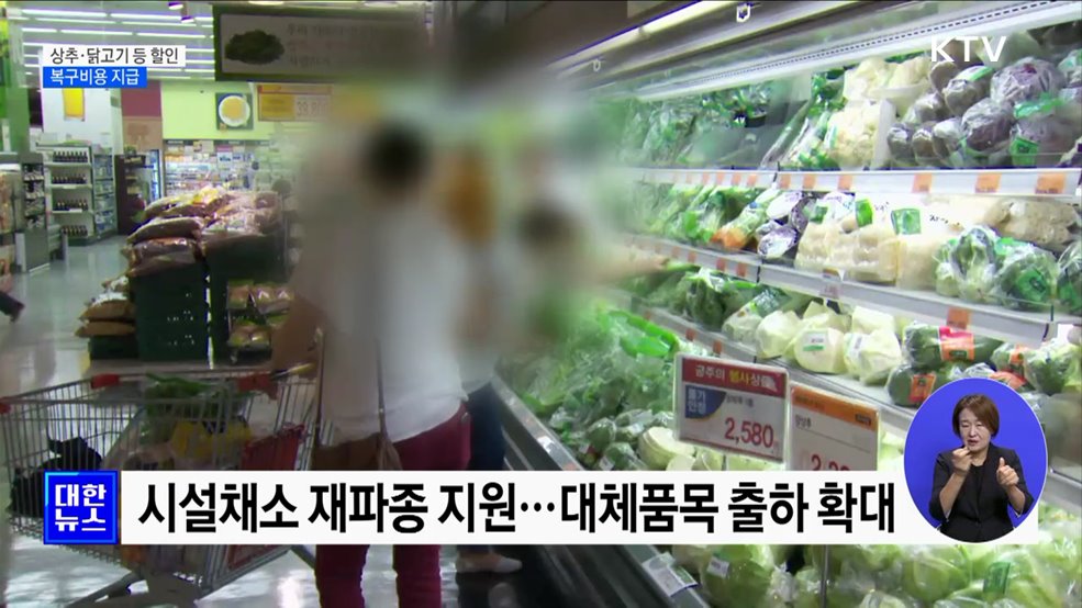 상추·닭고기 등 할인···복구비용 지급