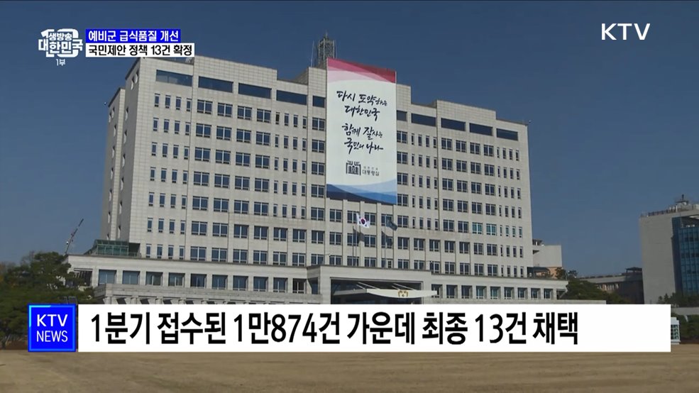 예비군 급식품질 개선 등 국민제안 정책 13건 확정