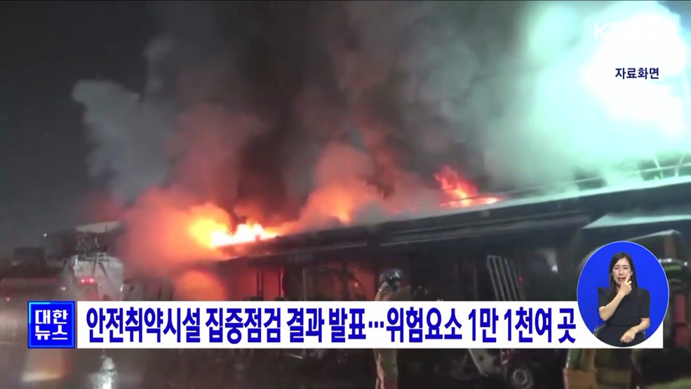 안전취약시설 집중점검 결과 발표···위험요소 1만 1천여 곳